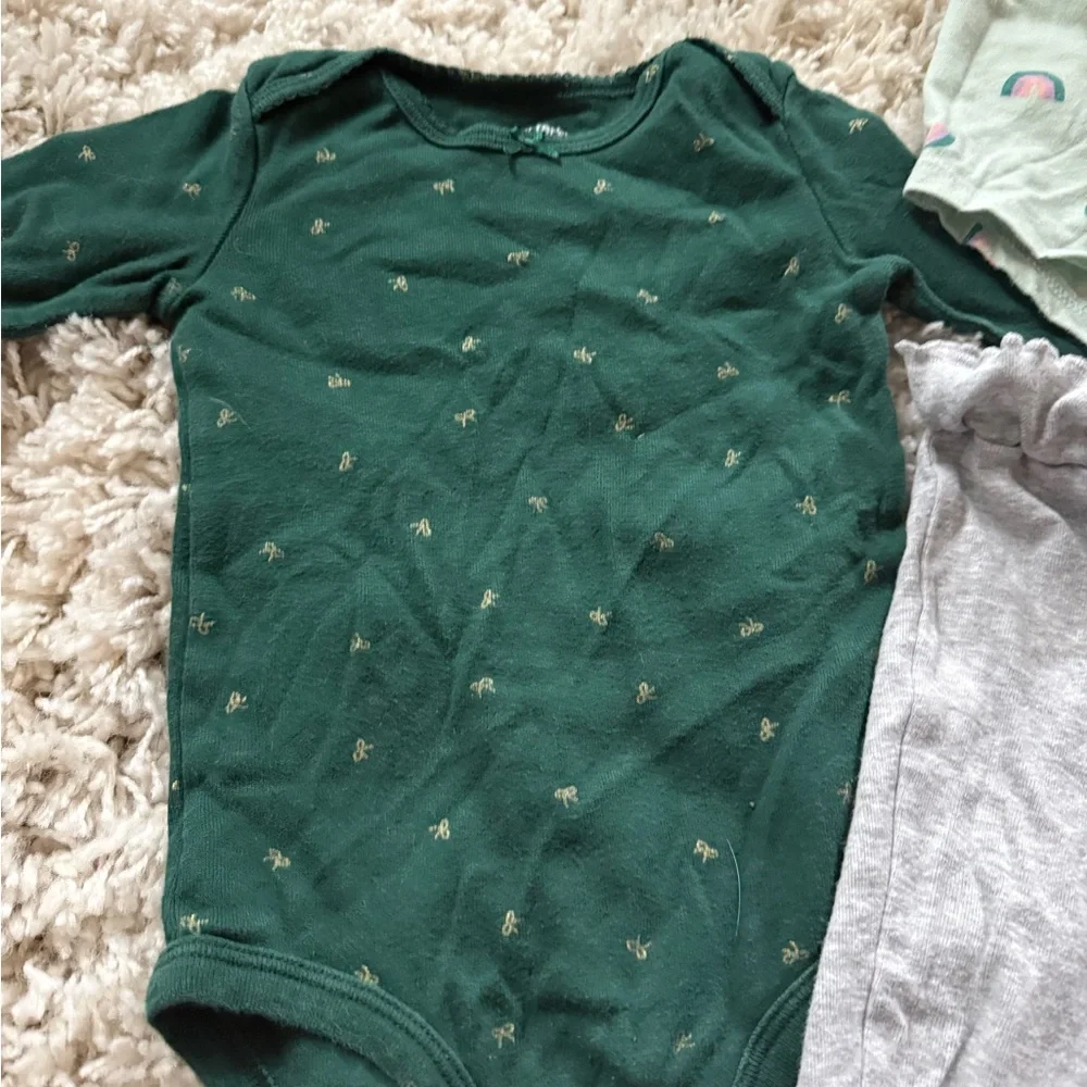 Super cute, spring, adorable outfit Carter's Green Baby Onesie set bundle 12M